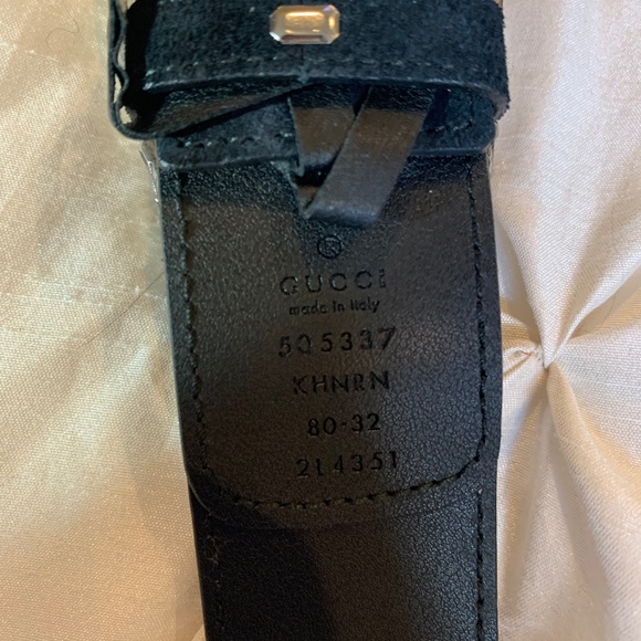 Gucci Black Suede/Leather Dionysus Logo Belt sz 80(32) main image 5